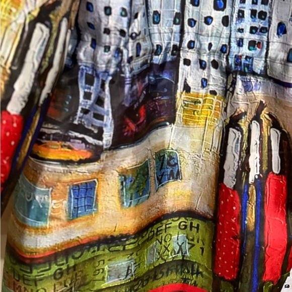 UbU Reversible Art Print Puffer Coat | Vintage Cityscape Jacket | M/L - Picture 8 of 9